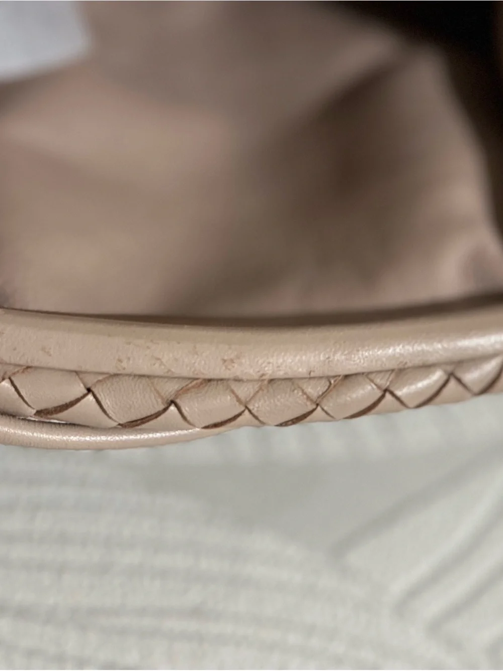Quince Woven Leather Clutch in Taupe Beige
